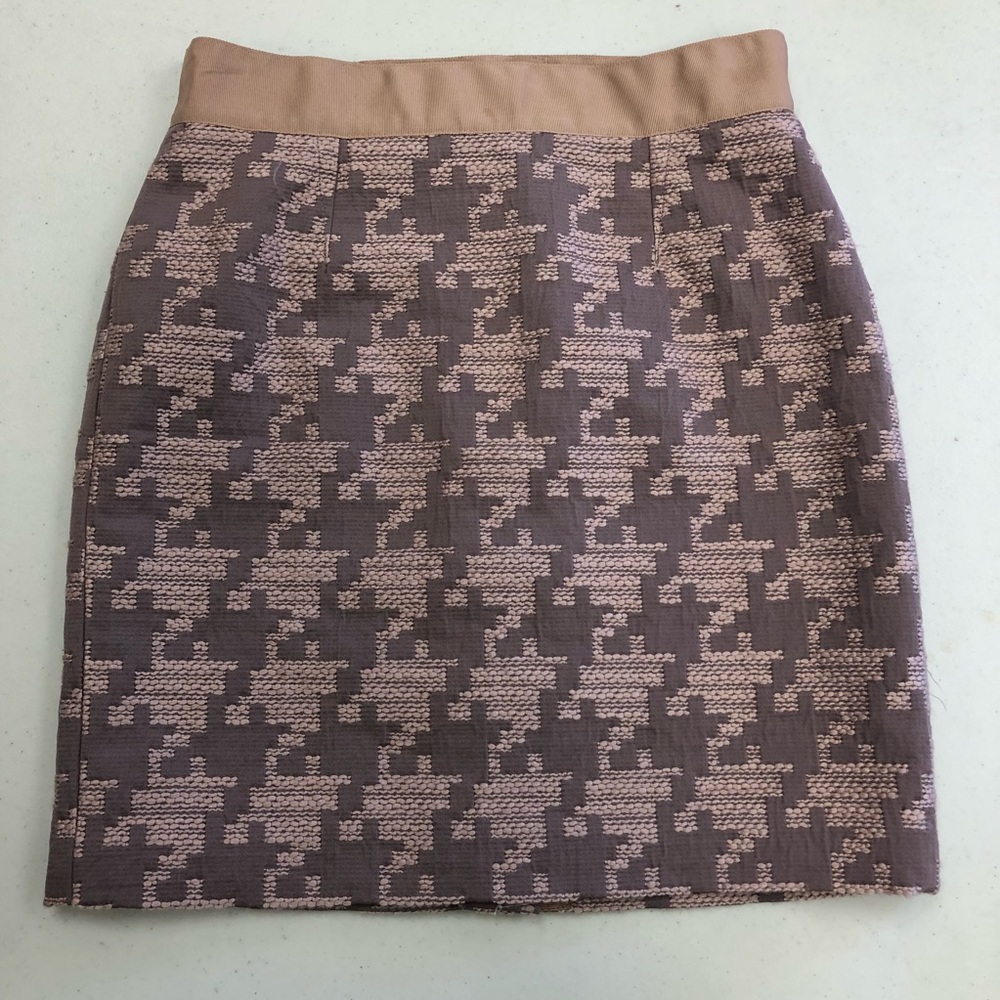 Loft Nude Houndstooth Skirt Rose Pencil Career